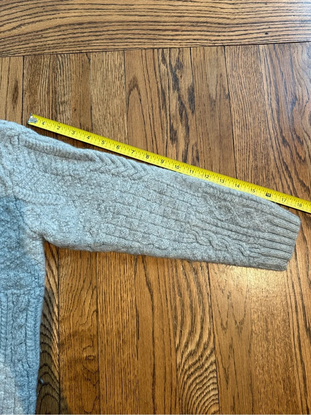 Youth Cable Knit Button-Neck Sweater - Light Gray
